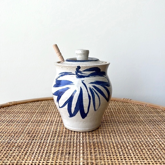 Vintage Other - Vintage Handmade Stamped Pottery Honey Pot Vase